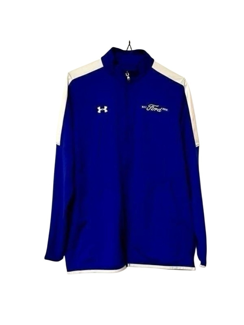 Under Armour Built Ford Proud Loose Fit Blue and White Quarter Zip Pullover - M